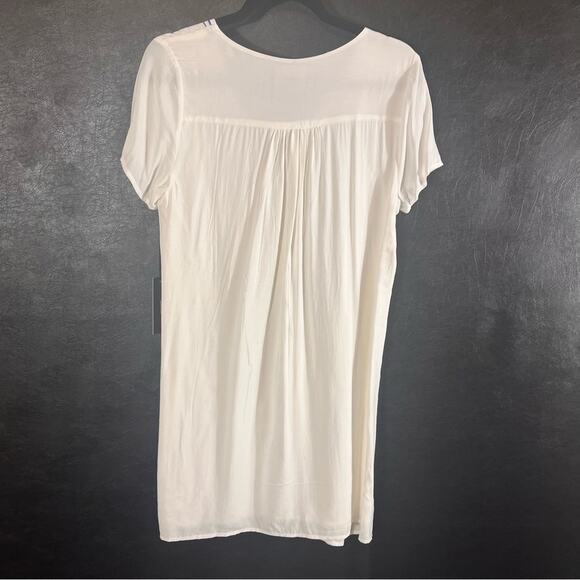 Lulus Down In Kokomo White And Blue Embroidered Lace Up Dress Size Medium - Picture 2 of 9